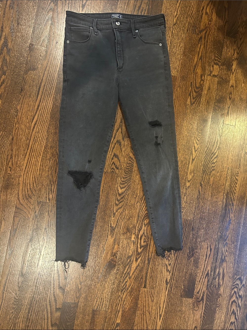 Abercrombie & Fitch Black Distressed Skinny Jeans